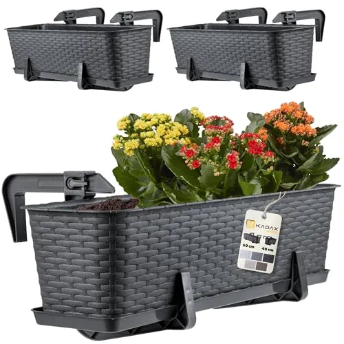 Produktbild KADAX Blumenkasten 60 cm 3er Set – Wetterfester Balkonkasten für Balkon & Garten