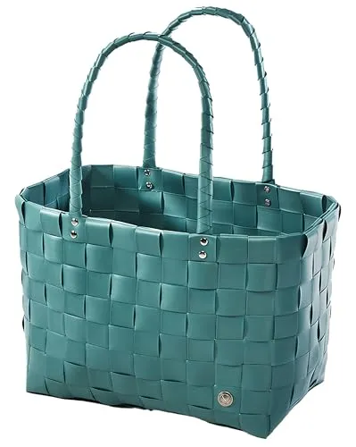 Kobolo Shopper Tasche TEAL – Türkis geflochtene PE-Tasche mit PU-Henkeln - Shopper aus hochwertigem, strapazierfähigem PE-Material, leicht und robust. Ideal für Alltag, Einkaufen oder Strand. Modischer türkiser Begleiter mit hohem Tragekomfort.