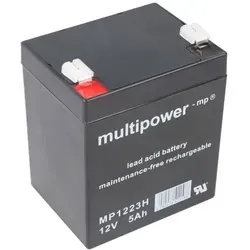 Multipower MP1223H Hochstrom Blei-Akku 12V 5Ah - Batterien & Akkus - Hochstromfähiger 12V Blei-Akku mit Faston 6,3mm Steckkontakt, ideal als Ersatz-Akku für SUN MB12-5HR und HR5.8-12 PBQ, leistungsstark und langlebig.