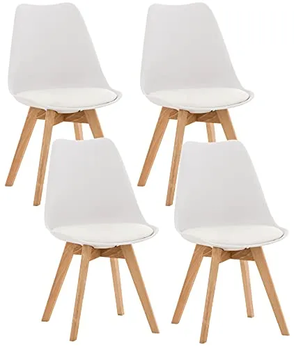 CLP 4er Set Esszimmerstuhl Linares - Bequemer Lehnstuhl mit Holzgestell - Esszimmerstühle mit hohem Sitzkomfort, pflegeleichtem Material und robustem Buchenholzgestell. Ideal für stundenlanges Sitzen ohne Rutschen oder Kratzer auf dem Boden.