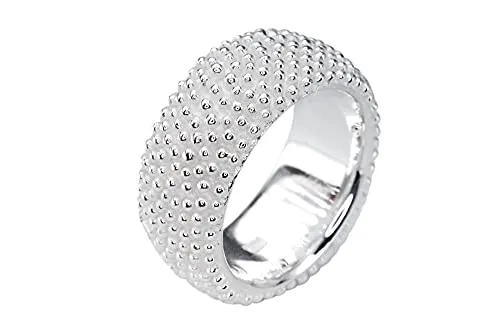 SILBERMOOS Damenring Punkte - Strukturiert aus 925 Sterlingsilber - Ringe für Damen, aus hochwertigem 925er Sterlingsilber, mit sandgestrahlter Struktur für edlen Look und angenehmen Tragekomfort.