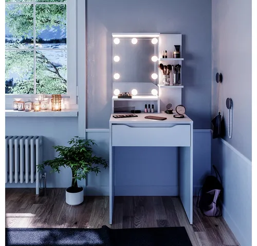 Vicco Schminktisch Ruben mit LED-Beleuchtung - Sonstige Schlafzimmermöbel, kratzfeste Melaminharzbeschichtung und praktisches Schubfach-System für optimalen Stauraum.