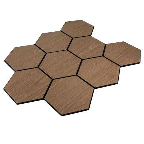 Akustikpaneel mit Holzfurnier Hexagon in Black Walnut
