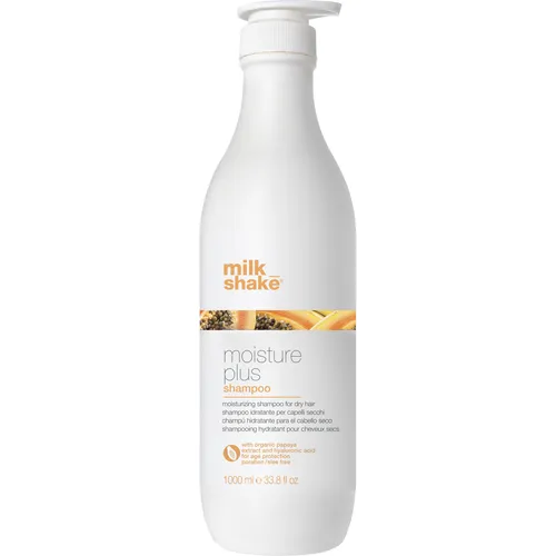 Milk_Shake Moisture Plus Shampoo 1000 ml - Feuchtigkeitsspendendes Shampoo für trockenes Haar, mit Bio-Papaya-Extrakt und Hyaluronsäure für optimalen Farbschutz und Anti-Aging-Effekte.