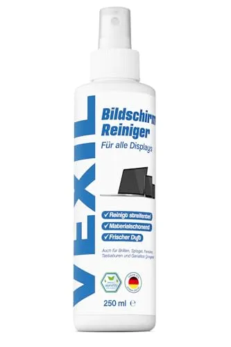 VEXIL® Bildschirmreiniger Spray - speziell für Smartphone, Tablet, Handy, Laptop, Monitor & Fernseher (LED, OLED, QLED, LCD, TFT) Entfernt schonend Fett & Fingerabdrücke
