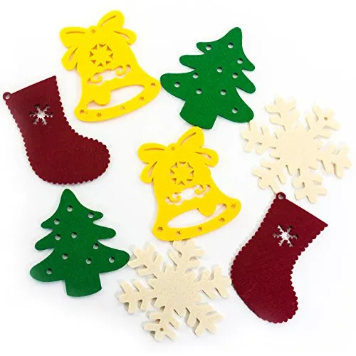 Oblique Unique® 8 Klassische Weihnachtsfiguren - Anhänger aus Filz zur Dekoration für Christbaum Fenster Geschenkbeutel u.v.m.