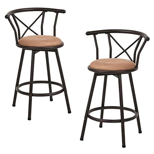 MEUBLE COSY 2er Set Barhocker Sitzhöhe Drehbarer Industriestil mit gepolsterter Fußstütze mit Rückenlehne und Kissen