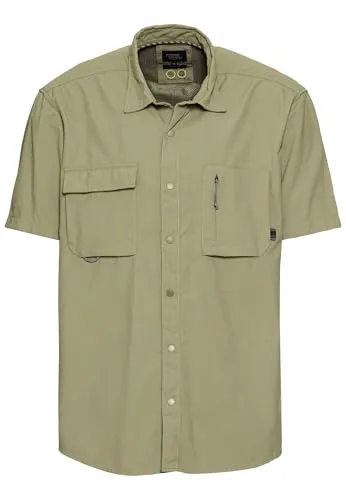camel active Herren Kurzarmhemd mit Cooling Effekt Dunkelgrün - Atmungsaktives T-Shirt für Herren, ideal für warme Tage mit schnelltrocknendem Material und Kentkragen für einen lässigen Look.