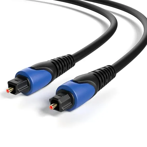 5m Optisches Kabel | Toslink Digitalkabel | Audiokabel | vergoldete Kontakte | LWL Lichtwellenleiter | SPDIF Digital kompatibel mit Soundbar, Home Entertainment, HiFi-System, Heimkino, TV, PS4 usw.