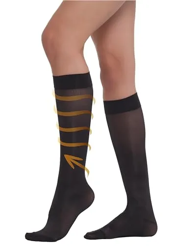 BEONTOP by Gambetti Kompressionsstrümpfe Damen 140 Den 1 und 2 Paar – Kniestrümpfe mit 22-23 mmHg Kompression, Stützstrümpfe für Komfort, Unterstützung, Compression Socks – Made in Italy