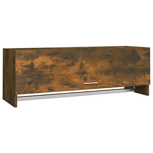 vidaXL Kleiderschrank Räuchereiche 100x32,5x35 cm - Stoffschrank aus hochwertigem Holzwerkstoff mit 2 Fächern und Kleiderstange für vielseitige Nutzung. Ideal für Ordnung in jedem Raum.