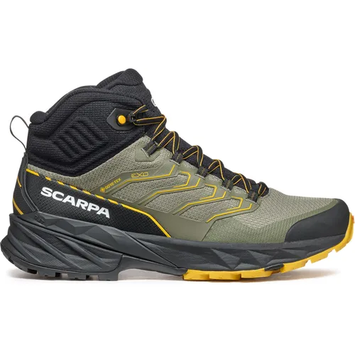 Scarpa Rush 2 Mid GTX Herren Wanderschuhe - Oliv Dunkelgrün 44 - Wanderschuhe mit GORE-TEX®-Technologie für wasserdichten Schutz und optimalen Komfort auf allen Trails.