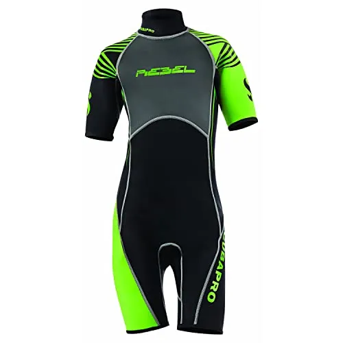SCUBAPRO Unisex-Adult Rebel Shortie Kinder Neoprenanzug 2,5 mm - Kurze Neoprenanzüge mit 2,5 mm Neopren und innovativen Stretcheinsätzen für optimale Bewegungsfreiheit und Komfort beim Schwimmen.