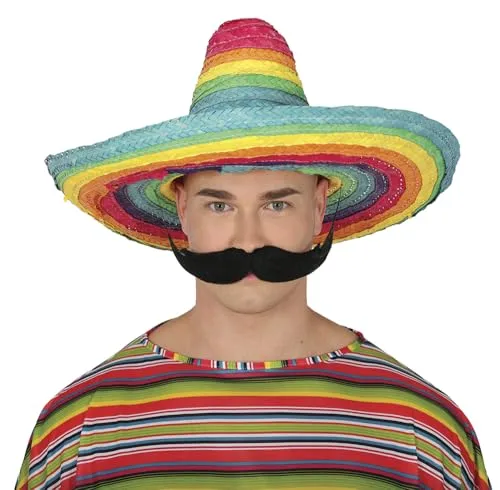 FIESTAS GUIRCA | Bunter Mexikanischer Strohhut (50 cm) für Fiesta, Sonne & gute Laune - Riesen Mexikanischer Strohhut – Sombrero Partyzubehör für Sommerpartys – Erwachsene Unisex