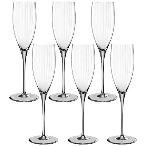 LEONARDO HOME Poesia Sektglas 6er Set - Sektkelche, spülmaschinengeeignet und mit elegantem Innenrelief für beeindruckende Lichtreflexionen – ideal für jeden Anlass.