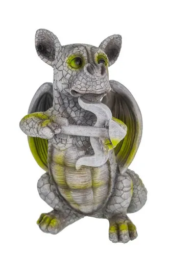 Kremers Schatzkiste Drachenkind Gartenfigur mit Pfeil und Bogen - Figuren: Bezaubernde Gartenfigur aus massivem Polyresin, frostbeständig und ideal für ganzjährigen Einsatz im Garten oder auf der Terrasse.
