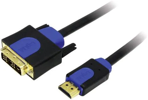 LogiLink DVI / HDMI Adapterkabel DVI-D 18+1pol. Stecker, HDMI-A Stecker 2.00m Schwarz CHB3102 vergoldete Steckkontakte
