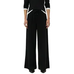 comma Chinos Hose Wide-Leg-Hose aus Jersey mit Elastikbund und Biese