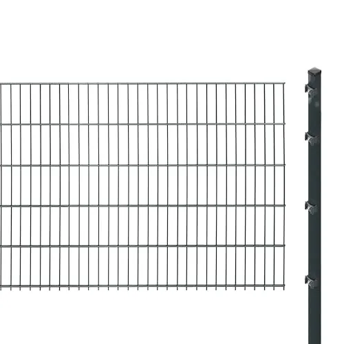Doppelstabmattenzaun inkl. Pfosten zum Einbetonieren - 4 m in Anthrazit - Nutztierzäune: Robuster Doppelstabmattenzaun (Höhe: 103 cm) mit galvanisch verzinkten und pulverbeschichteten Pfosten für maximale Langlebigkeit und Witterungsbeständigkeit.