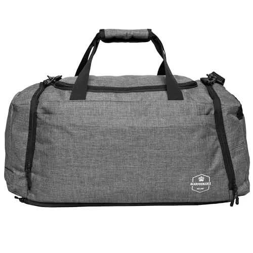 Bearformance® Ultimate Sportbag | Sporttasche mit Schuhfach & Nassfach mit Rucksackfunktion für Herren & Damen für Sport, Training, Gym, Calisthenics, Reise aus recyceltem PET | Größe L 50L | Grau