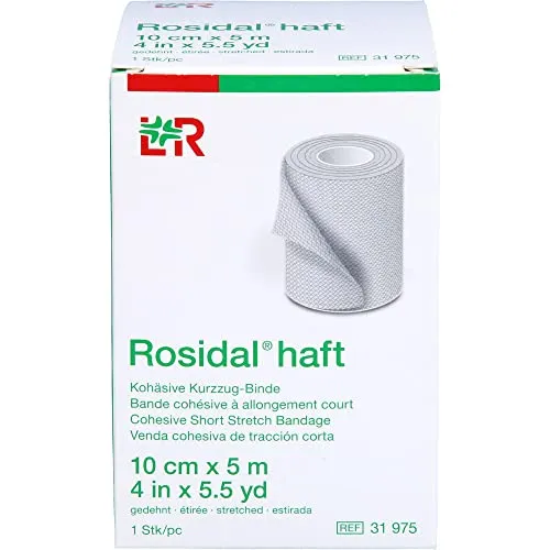Rosidal Haft Kompressionsbinde 10 cm x 5 m - 1 St - Binden zur effektiven Kompression, ideal für die Wundversorgung und Stützung bei Verletzungen.