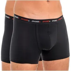 HERMKO Boxer 89502 (Pack, 2er) Bio-Baumwolle/Elastan mit Webbund kurzem Bein Feinripp schwarz D 8 = EU XXL