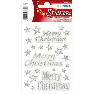 Herma Sticker Magic, 3731, Merry Christmas, Sterne, glitzernd, 24 Aufkleber, 24 Stück