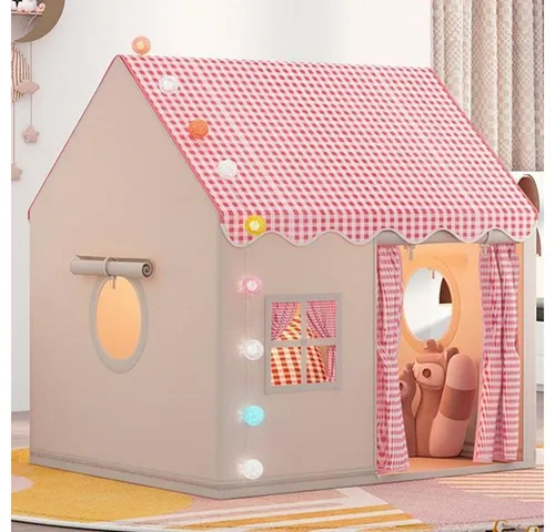 Kinderzelt Indoor Schloss Spielhaus für Mädchen & Jungen – Pink - Geräumiges Spielhaus-Zelt für 3–4 Kinder, ideal für fantasievolles Spielen. Mit hautfreundlichem Polyester und einfacher Montage bietet es Komfort und Sicherheit für stundenlangen Spaß.