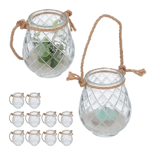 Windlicht Windlichtset Teelichthalter Glaslaterne Hängewindlicht 12 Stück