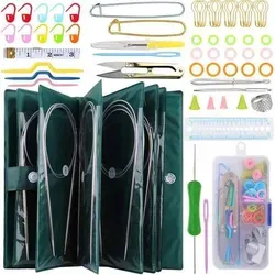 Rundstricknadel Set Edelstahl 11teilig 57 Zubehör Tasche 80cm 32 inch