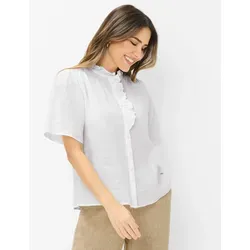 Brax Shirtbluse im Style Vive - Leichte Sommerbluse aus hochwertigem Leinen mit femininen Rüschen und einem charmanten Stehkragen. Ideal für entspannte Tage – kombiniert Stil und Komfort.