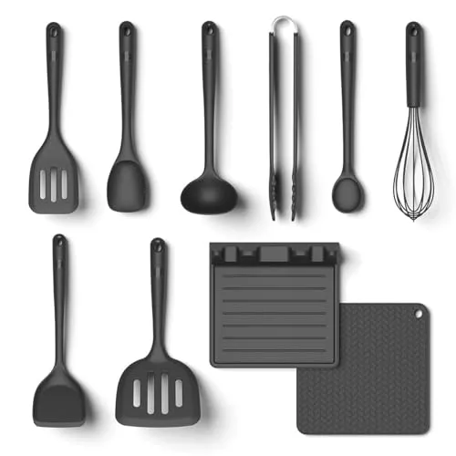 Hoffmann Küchenhelfer-Set, 10-teilig, Silikon-Edelstahlkern, spülmaschinenfest - Vielseitiges 10-teiliges Küchenhelfer-Set mit ergonomischem Design für sicheres Arbeiten. Lebensmittelecht und hitzebeständig – perfekt für alle Kochbedürfnisse. Ideal zum Braten, Rühren und Servieren.