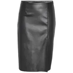 NOISY MAY Nmclara Hw Slit Midi Skirt - Schwarz, XL EU - Damenrock mit Schlitz-Detail, ideal für lässige und elegante Looks, elastischer Bund für perfekten Sitz.