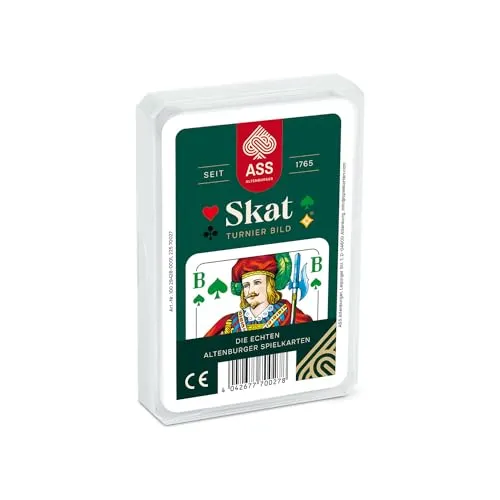 ASS Altenburger Skat-Turnierbild - Offizielle Turnierkarte des DSKV, Kartenspiel im praktischen Plastiketui für ab 3 Spieler, ideal für Skatliebhaber