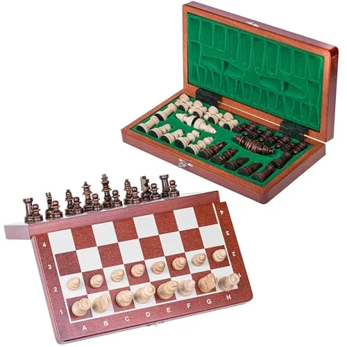 Square - Schach Schachspiel aus Holz - MAGNETISCHE Basic - 27 x 27 cm - Schachfiguren & Schachbrett aus Holz