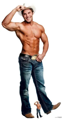 Dekofigur Chippendales Pappaufsteller Cowboy - Lebensgroßer Pappaufsteller des Chippendales Cowboys, ideal für Partys und Events. Mit einer Höhe von ca. 175 cm zieht er alle Blicke auf sich und sorgt für Stimmung.