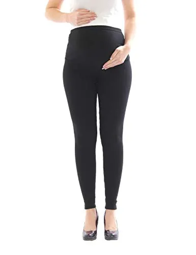 YESET Umstandsleggings Thermo Fleece innen Hose lang Baumwolle Umstand-Leggings schwarz XXXL