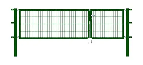 Doppeltor ALBERTS Flexo 100+200 x 80 cm Typ 6/5/6 - Gartenzäune, robustes Metalltor in Grün mit stabilen 40x40 mm Rahmen und inklusive Pfosten für einfache Installation.