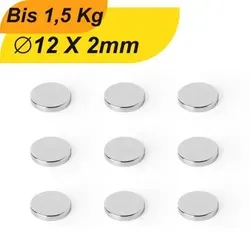 Stück Neodym Magnet 12mm x 2mm Supermagnete hohe Haftkraft Scheibenmagnet 200