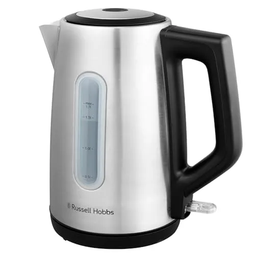 Russell Hobbs Wasserkocher Heaton 27380-70 - Wasserkocher aus Edelstahl mit 1,7l Kapazität, Perfect-Pour-Ausgusstülle und 2400W für schnelles Erhitzen. Ideal für große Mengen Tee oder Kaffee.