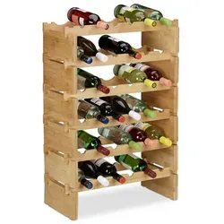 Stapelbares Weinregal aus Bambus - Praktisches 6-Etagen Flaschenregal aus hochwertigem Bambus, ideal für stilvolle Weinaufbewahrung und platzsparend in jedem Raum.