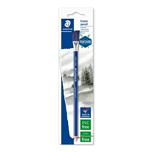 STAEDTLER 526 61 Mars Radierstift mit Bürste - Radierstift für präzises Radieren von Kugelschreiber, Tinte und Tusche, inklusive Bürstchen, phthalat- und latexfrei, ideal für sauberes Arbeiten.