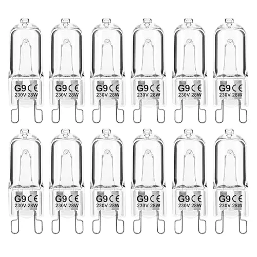 Jaenmsa G9 Halogen Leuchtmittel 12 Stück, G9 28W 230V Dimmbar Halogenlampen, Nicht Flimmern Kapsel Glühbirnen, Warmweiß Lampen 2700K für Backofenlampe, Deckenleuchten, Leuchter