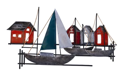 Produktbild Wanddeko Schiff Segelboot aus Metall – Maritime Skulptur für Ihr Zuhause