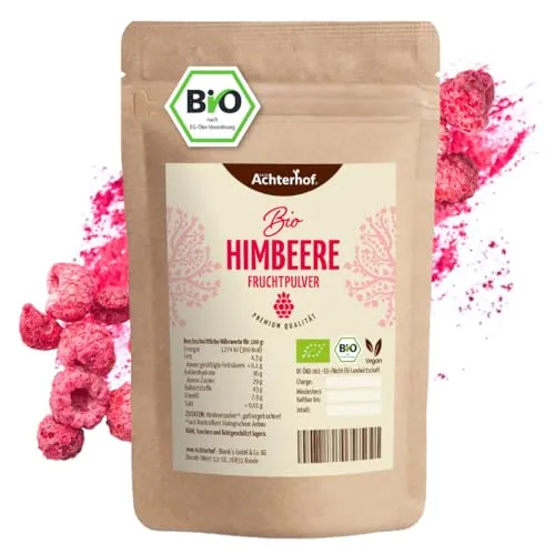 Fruchtpulver Himbeere Bio 250g | Aromatisches Fruchtpulver aus 100% Bio-Himbeeren - Aromapulver, ideal für Shakes und Smoothies, aus 100% Bio-Himbeeren, schonend gefriergetrocknet für intensiven Geschmack und lange Haltbarkeit.