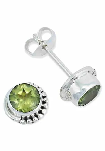 Ohrstecker 925 Silber Peridot leuchtend grüner Stein Edelstein Ohrringe echt Silber Damen Sterling Silber Stecker Geschenk(MOS-028-59)