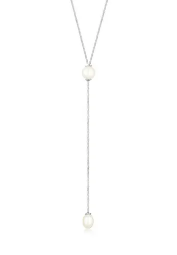 Elli Perlenkette Y-Kette Süßwasserzuchtperle Weiß 925 Sterling Silber