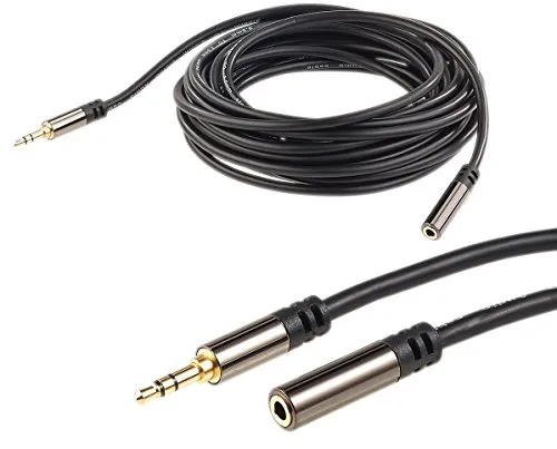 auvisio Kopfhörerverlängerung: 3,5-mm-Klinken-Verlängerungskabel, Stereo, 5 m, vergoldet (Kopfhörer Verlängerungskabel, Kopfhörer Kabel Verlängerung, Lautsprecherkabel)