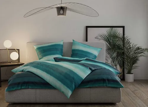 BETTWAESCHE-MIT-STIL Bettwäsche Mako Satin Watercolor Stripes - Bettwäsche-Sets aus 100% Baumwolle mit modernem Design und leichtem Glanz, ideal für ein stilvolles Schlafzimmer.
