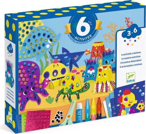 DJECO Kreativset Meeresfreunde - Motorikspielzeug mit 6 spannenden Aktivitäten, fördert die Kreativität und motorischen Fähigkeiten von Kindern ab 3 Jahren.